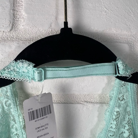 NWT Soma Bralette Lace Halter Unlined Wireless XL Extra Large Brook Green #0383 - Picture 5 of 13